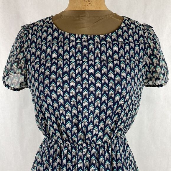 Pink Owl Summer Dress Medium Blue Turquoise Lightweight Flowy - Picture 2 of 14